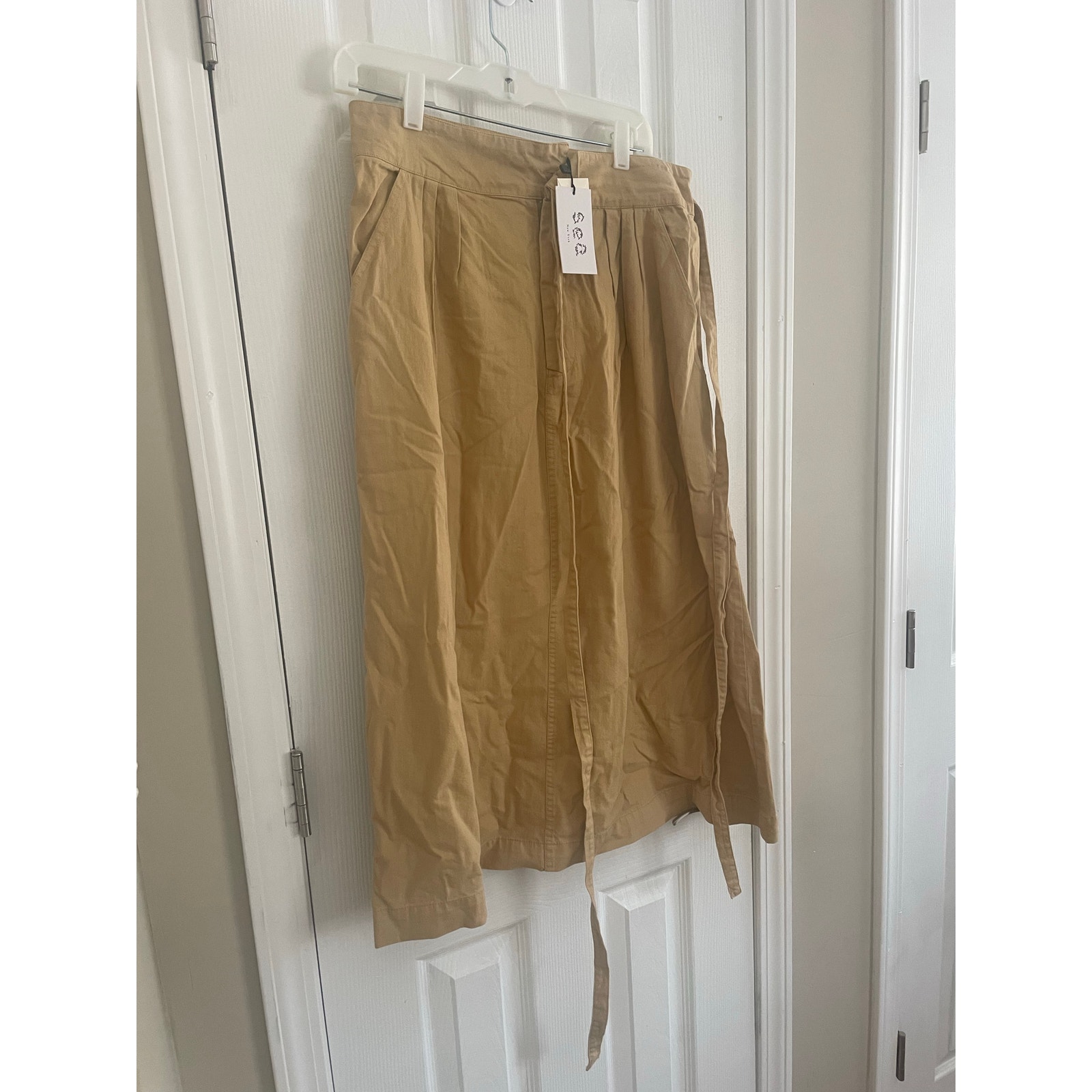 Sea New York Therese A-Line Skirt Womens Beige Cotton Twill High Rise, A73